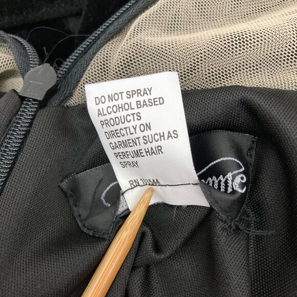 La Femme Black HIgh Neckline Velvet Fitted Formal Gown Size 8 Side Slit 25559 - Picture 12 of 12